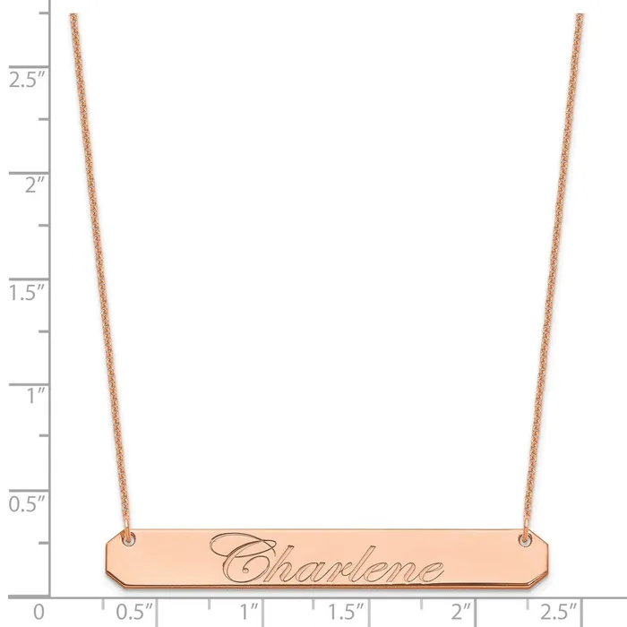 WB Choice Jewelry Necklaces 14K Rose Gold Large Polished Edwardian Script Bar NecklaceWBCXNA1225R WB Choice Jewelry Necklaces 14K Rose Gold Large Polished Edwardian Script Bar NecklaceWBCXNA1225R