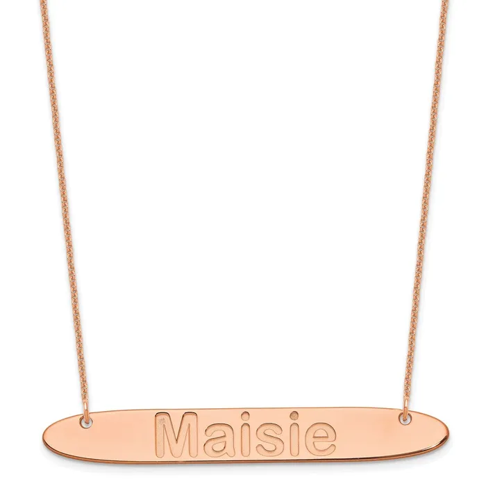 WB Choice Jewelry Necklaces 14K Rose Gold Large Polished Oblong Arial Rounded Bar NecklaceWBCXNA1243R WB Choice Jewelry Necklaces 14K Rose Gold Large Polished Oblong Arial Rounded Bar NecklaceWBCXNA1243R
