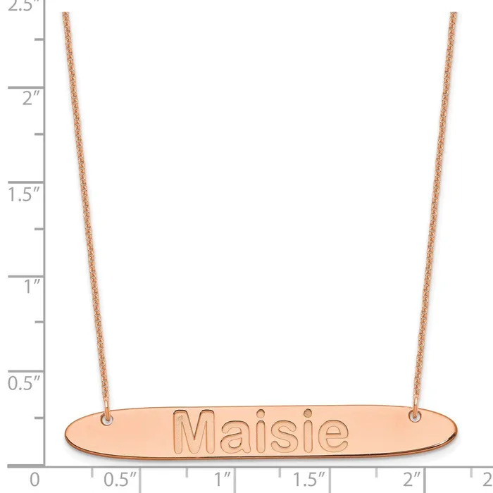 WB Choice Jewelry Necklaces 14K Rose Gold Large Polished Oblong Arial Rounded Bar NecklaceWBCXNA1243R WB Choice Jewelry Necklaces 14K Rose Gold Large Polished Oblong Arial Rounded Bar NecklaceWBCXNA1243R