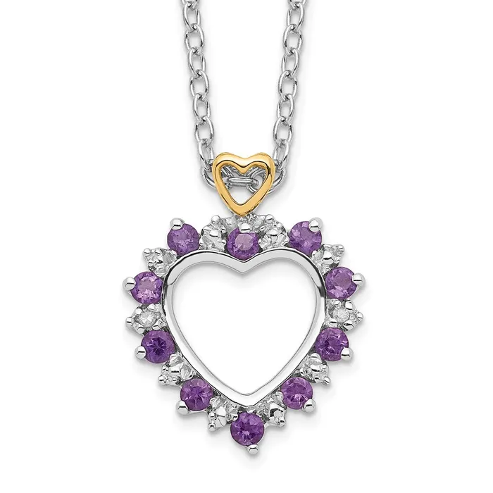 WB Choice Jewelry Necklaces Sterling Silver 14K Rhodium Plated Amethyst Diamond NecklaceWBCQG272018 WB Choice Jewelry Necklaces Sterling Silver 14K Rhodium Plated Amethyst Diamond NecklaceWBCQG272018