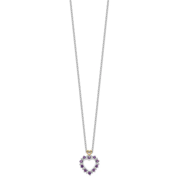 WB Choice Jewelry Necklaces Sterling Silver 14K Rhodium Plated Amethyst Diamond NecklaceWBCQG272018 WB Choice Jewelry Necklaces Sterling Silver 14K Rhodium Plated Amethyst Diamond NecklaceWBCQG272018