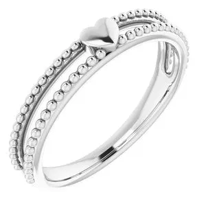 WB Choice Jewelry Rings 14K White Milgrain Stackable Heart Ring 51828101PSTWBC WB Choice Jewelry Rings 14K White Milgrain Stackable Heart Ring 51828101PSTWBC