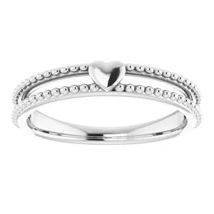 WB Choice Jewelry Rings 14K White Milgrain Stackable Heart Ring 51828101PSTWBC WB Choice Jewelry Rings 14K White Milgrain Stackable Heart Ring 51828101PSTWBC