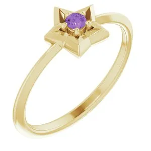 WB Choice Jewelry Rings 14K Yellow 3 mm Round February Youth Star Birthstone Ring653419604PSTWBC WB Choice Jewelry Rings 14K Yellow 3 mm Round February Youth Star Birthstone Ring653419604PSTWBC