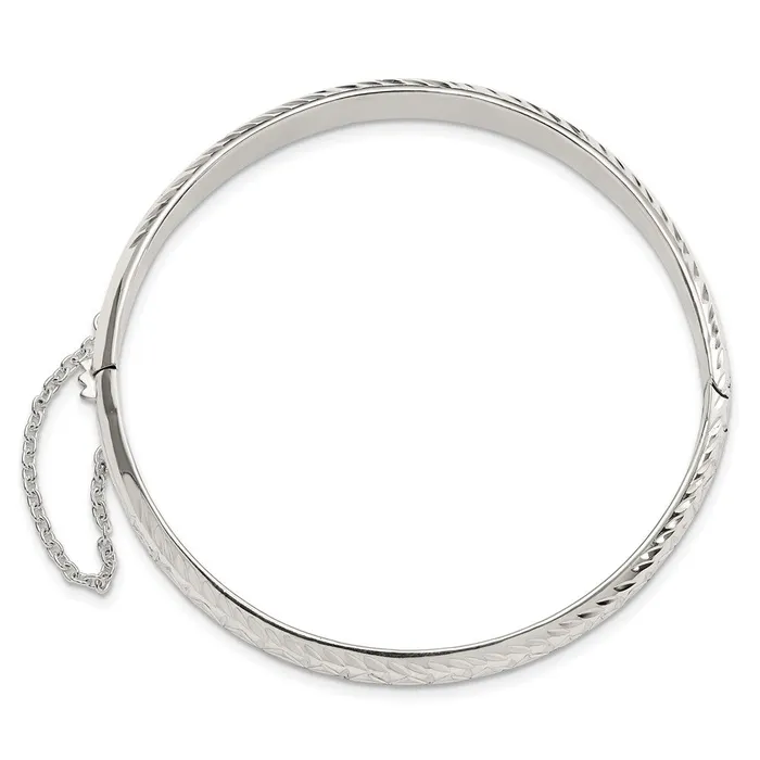 WB Choice Jewelry Rings Sterling Silver Polished and DC 725mm Hinged BangleWBCQB1425 WB Choice Jewelry Rings Sterling Silver Polished and DC 725mm Hinged BangleWBCQB1425