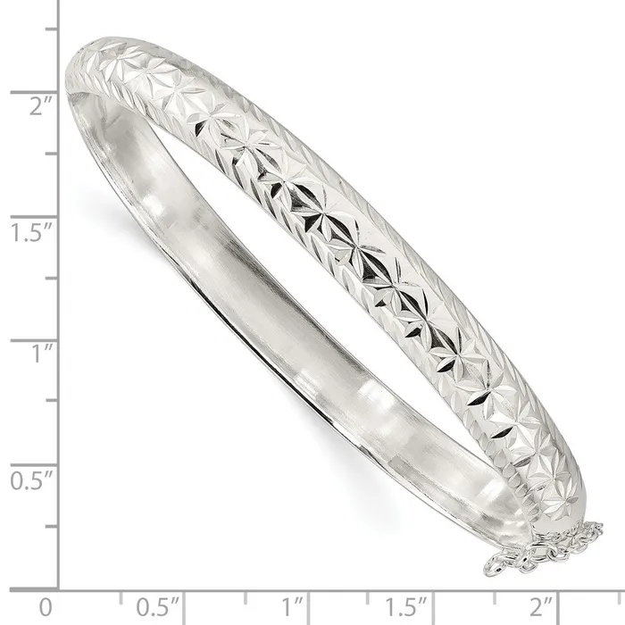 WB Choice Jewelry Rings Sterling Silver Polished and DC 725mm Hinged BangleWBCQB1425 WB Choice Jewelry Rings Sterling Silver Polished and DC 725mm Hinged BangleWBCQB1425