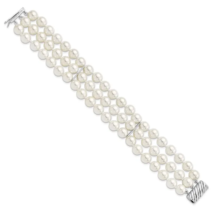 WB Choice Jewelry Sterling Silver Majestik Rhpl 89mm Wht Imit Shell Pearl Multistrand BraWBCQMJB38W75 Rings WB Choice Jewelry Sterling Silver Majestik Rhpl 89mm Wht Imit Shell Pearl Multistrand BraWBCQMJB38W75 Rings