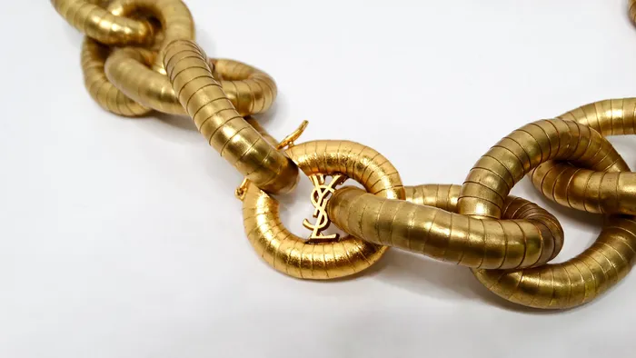 Yves Saint Laurent GoldTone Serpentine Chunky Chain Link Necklace Vintage by Misty Necklaces