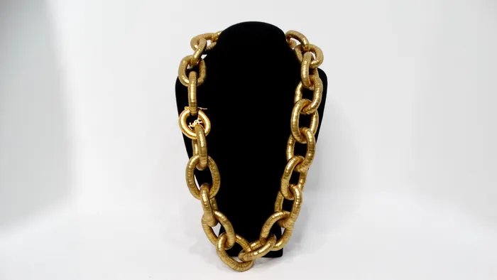 Yves Saint Laurent GoldTone Serpentine Chunky Chain Link Necklace Vintage by Misty Necklaces
