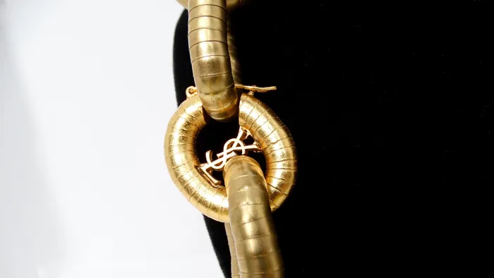 Yves Saint Laurent GoldTone Serpentine Chunky Chain Link Necklace Vintage by Misty Necklaces