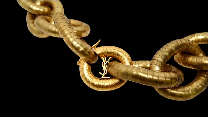 Yves Saint Laurent GoldTone Serpentine Chunky Chain Link Necklace Vintage by Misty Necklaces