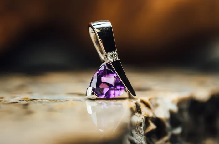 14k White Gold Amethyst and Diamond Pendant Livingstone Necklaces