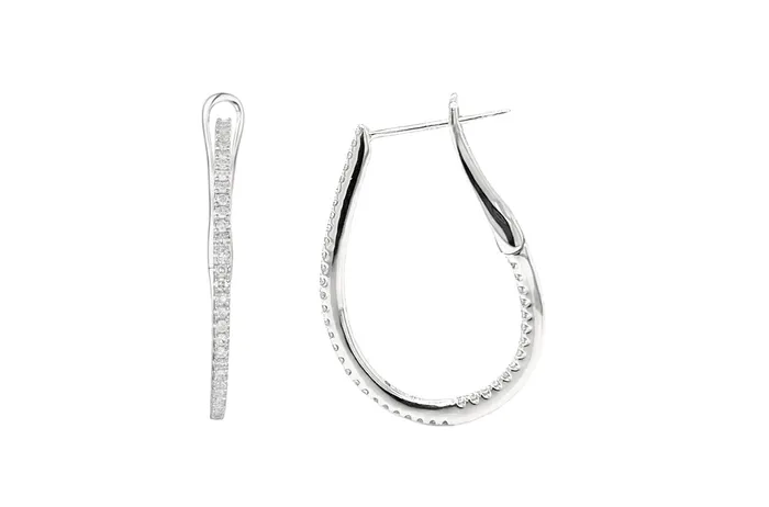 Albert Hern Earrings Earrings 14kt Gold Oval Hoops Diamonds