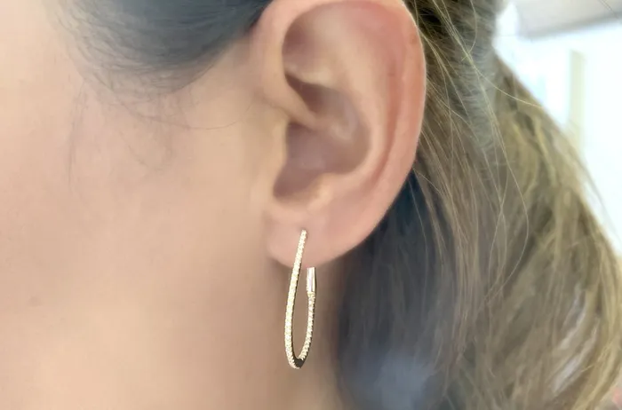 Albert Hern Earrings Earrings 14kt Gold Oval Hoops Diamonds Albert Hern Earrings Earrings 14kt Gold Oval Hoops Diamonds