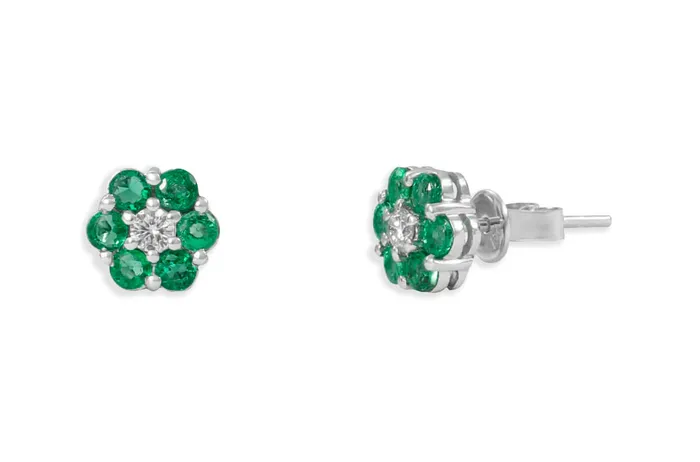 Albert Hern Earrings Earrings 18kt Gold Petite Flowers Gemstones Diamonds Studs Albert Hern Earrings Earrings 18kt Gold Petite Flowers Gemstones Diamonds Studs