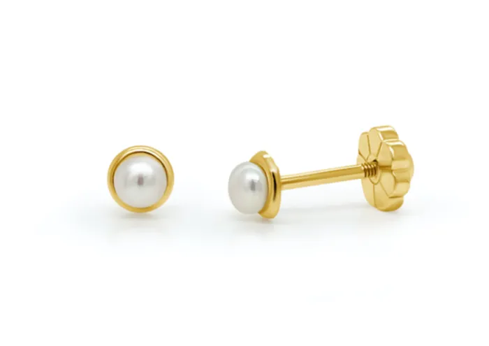 Albert Hern Earrings Mini Earrings 18kt Gold Pearl Studs
