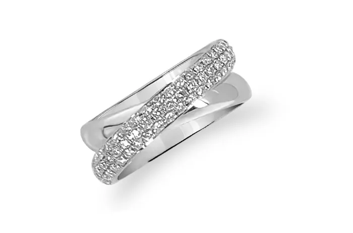 Albert Hern Rings Ring 18kt Gold 64 Diamonds Criss Cross Wedding Band