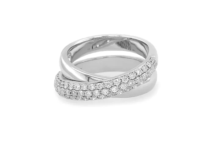 Albert Hern Rings Ring 18kt Gold 64 Diamonds Criss Cross Wedding Band Albert Hern Rings Ring 18kt Gold 64 Diamonds Criss Cross Wedding Band