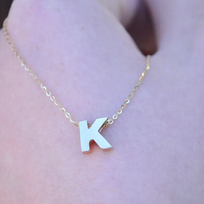 AlbrechtJewellery Initial Pendant Necklace with a Cable Chain 14K Solid GoldPersonalized Letter Necklace Necklaces