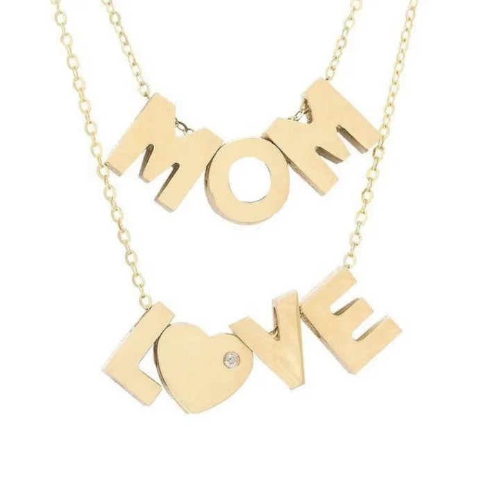AlbrechtJewellery Initial Pendant Necklace with a Cable Chain 14K Solid GoldPersonalized Letter Necklace Necklaces