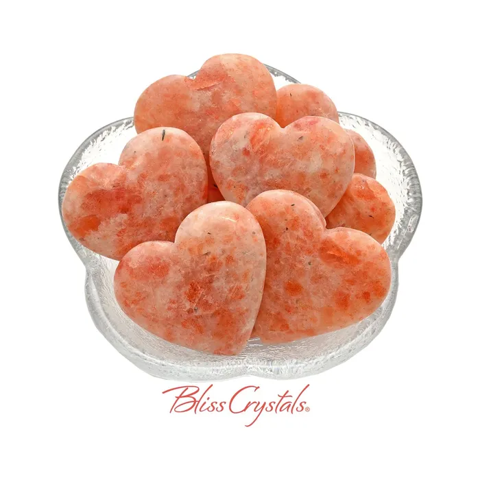 Bliss Crystals Necklaces SUNSTONE Polished Heart Peach Color Healing Crystal and Stone Joy Happiness SH16 Bliss Crystals Necklaces SUNSTONE Polished Heart Peach Color Healing Crystal and Stone Joy Happiness SH16