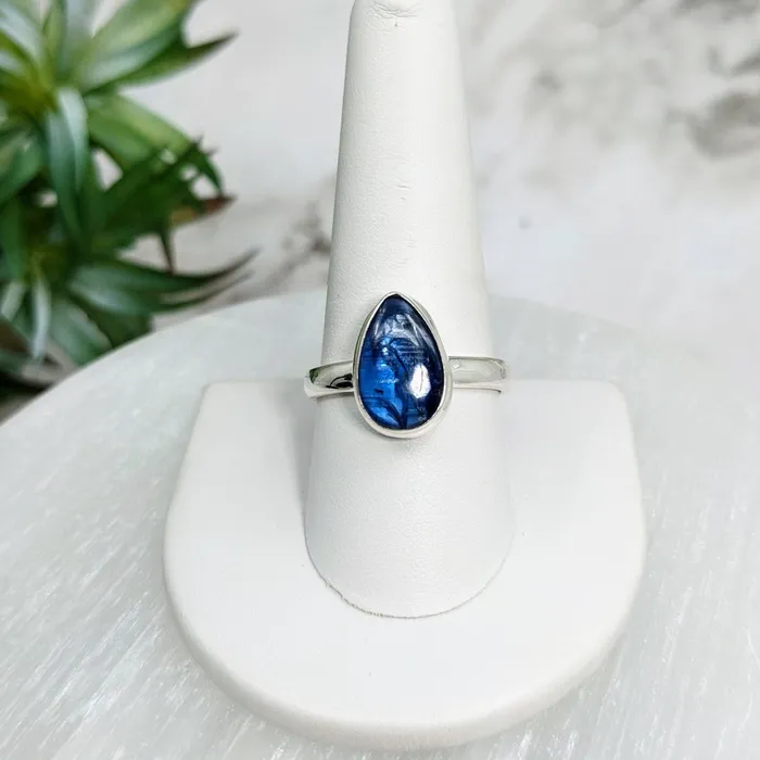 Bliss Crystals Rings Blue Kyanite Sz 10 SS Teardrop Ring LV5024