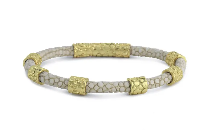 Bracelets Albert Hern Bracelet LivingSkull Men Stingray Leather Silver Accents Skulls Bracelets Albert Hern Bracelet LivingSkull Men Stingray Leather Silver Accents Skulls