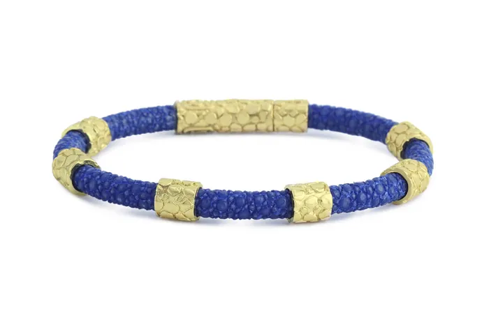 Bracelets Albert Hern Bracelet LivingSkull Men Stingray Leather Silver Accents Skulls