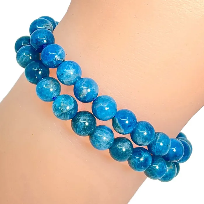 Bracelets Bliss Crystals Apatite 7mm Round Bead Bracelet SK7097