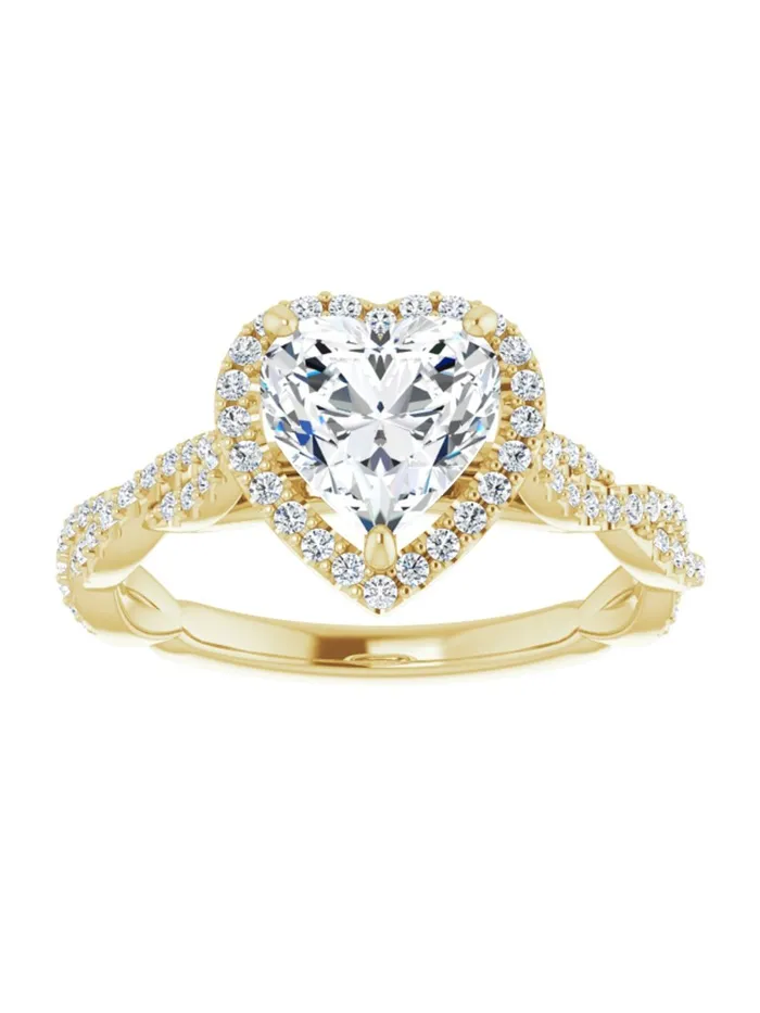 Diamond Halo Engagement Ring with Twisted Diamond Band 14 ct tw acredo USA Rings