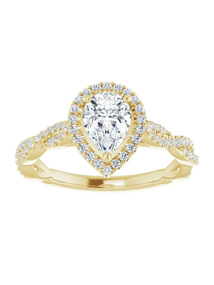 Diamond Halo Engagement Ring with Twisted Diamond Band 14 ct tw acredo USA Rings