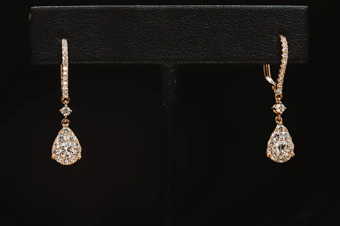 Earrings 14k Rose Gold Diamond Drop Earrings S Kashi
