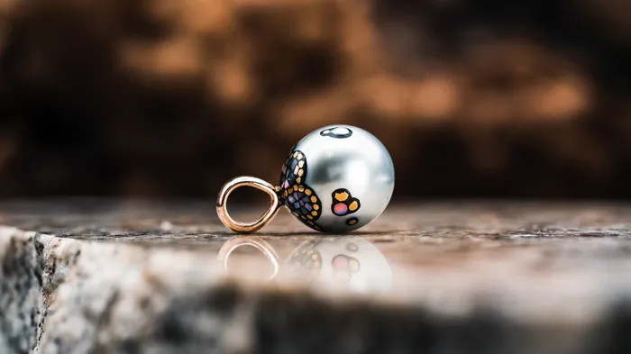 Earrings 14k Yellow Gold and Tahitian Pearl Drop wMosaic Overlay Vicky Bates