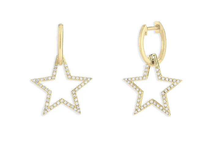Earrings 14kt Gold Huggies Star Diamonds Drop Albert Hern Earrings