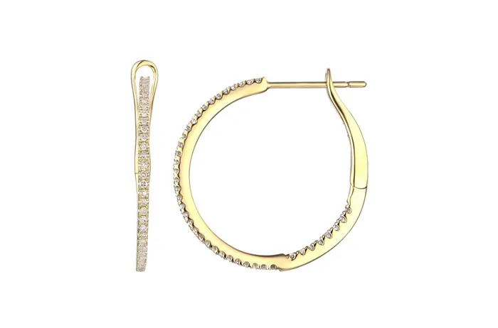 Earrings 14kt Gold Round Large Hoops Diamonds Albert Hern Earrings