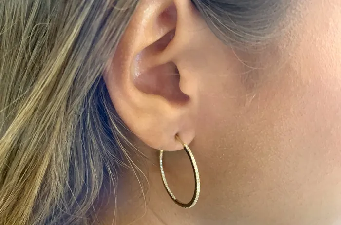 Earrings 14kt Gold Round Large Hoops Diamonds Albert Hern Earrings Earrings 14kt Gold Round Large Hoops Diamonds Albert Hern Earrings