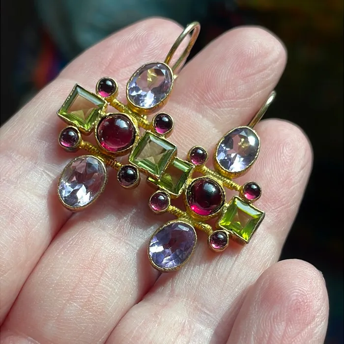 Earrings Amethyst Garnet Peridot Earrings Sterling Silver Vermeil Vintage Vintage Paris Jewelry Earrings Amethyst Garnet Peridot Earrings Sterling Silver Vermeil Vintage Vintage Paris Jewelry