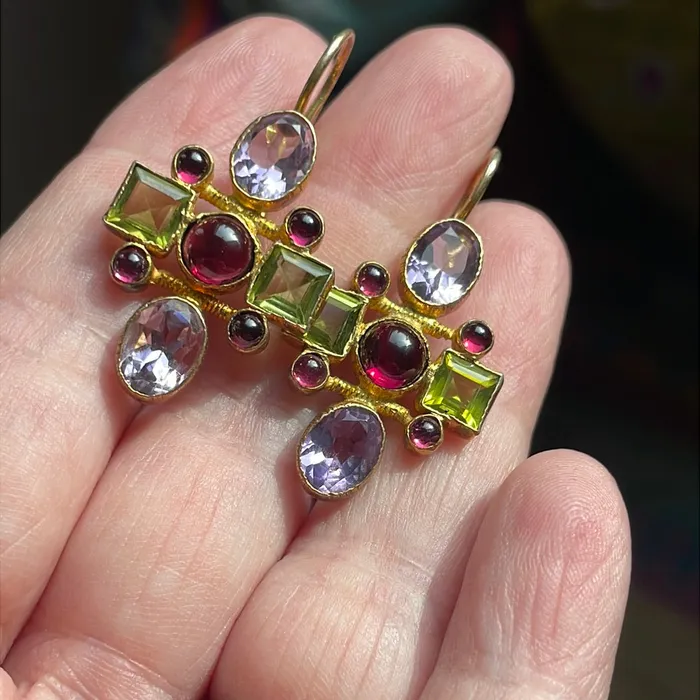 Earrings Amethyst Garnet Peridot Earrings Sterling Silver Vermeil Vintage Vintage Paris Jewelry Earrings Amethyst Garnet Peridot Earrings Sterling Silver Vermeil Vintage Vintage Paris Jewelry