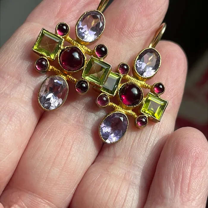 Earrings Amethyst Garnet Peridot Earrings Sterling Silver Vermeil Vintage Vintage Paris Jewelry Earrings Amethyst Garnet Peridot Earrings Sterling Silver Vermeil Vintage Vintage Paris Jewelry