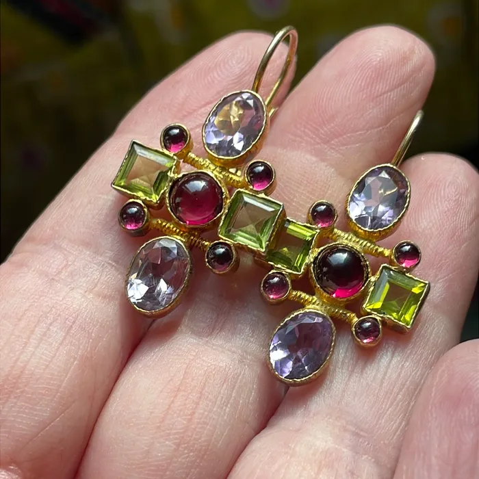 Earrings Amethyst Garnet Peridot Earrings Sterling Silver Vermeil Vintage Vintage Paris Jewelry Earrings Amethyst Garnet Peridot Earrings Sterling Silver Vermeil Vintage Vintage Paris Jewelry