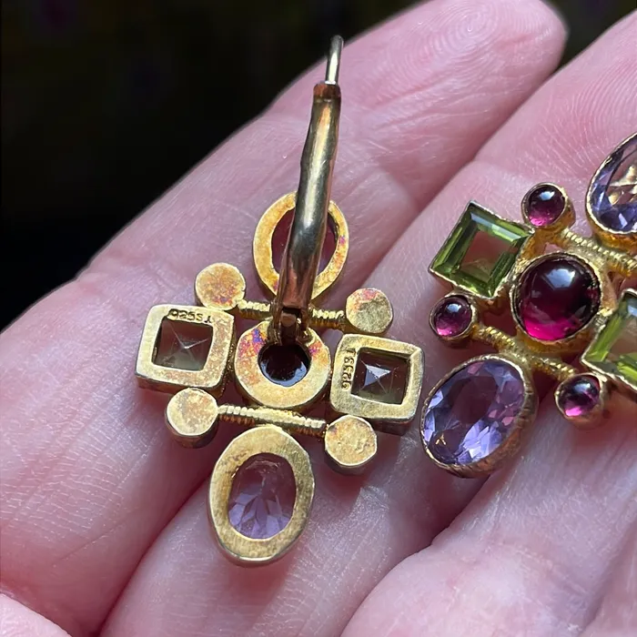 Earrings Amethyst Garnet Peridot Earrings Sterling Silver Vermeil Vintage Vintage Paris Jewelry Earrings Amethyst Garnet Peridot Earrings Sterling Silver Vermeil Vintage Vintage Paris Jewelry