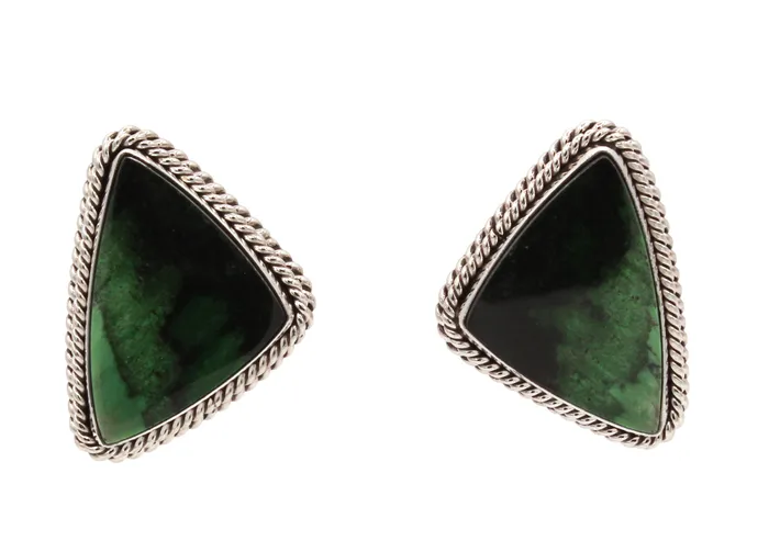 Earrings Artie Yellowhorse Green Garnet Triangle Earrings