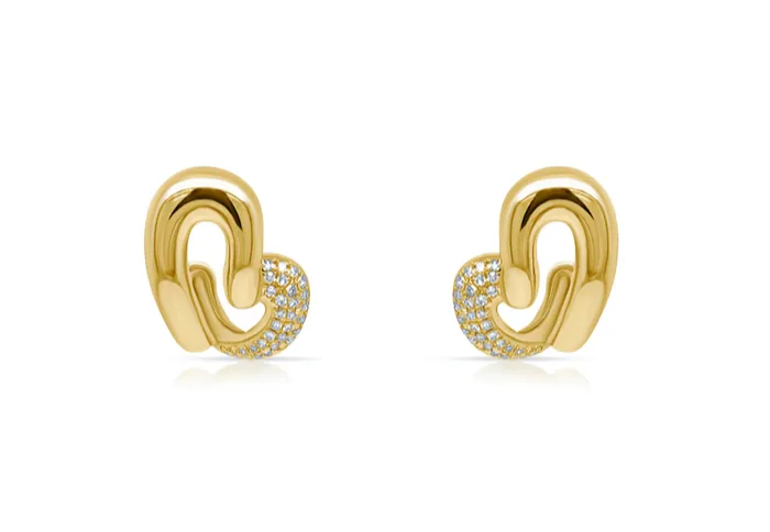 Earrings Heart Design 14kt Yellow Gold Diamonds Albert Hern Earrings
