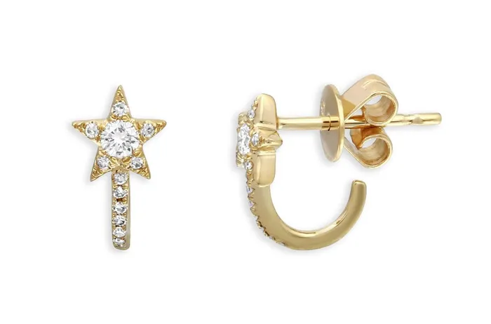 Earrings Huggie Star 14kt Gold Diamonds Albert Hern Earrings