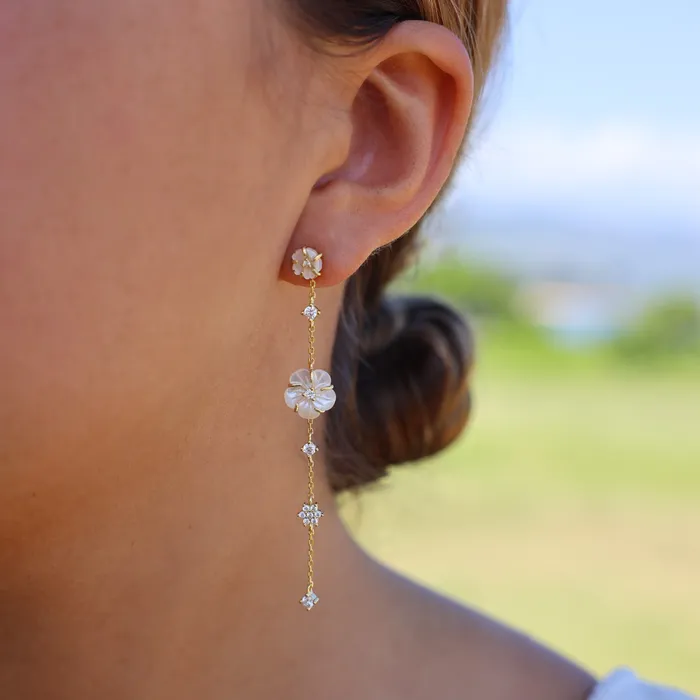 Earrings Long Plumeria Earrings misha hawaii Earrings Long Plumeria Earrings misha hawaii