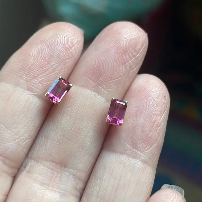 Earrings Vintage Paris Jewelry Pink Tourmaline Earrings 14k Gold Vintage