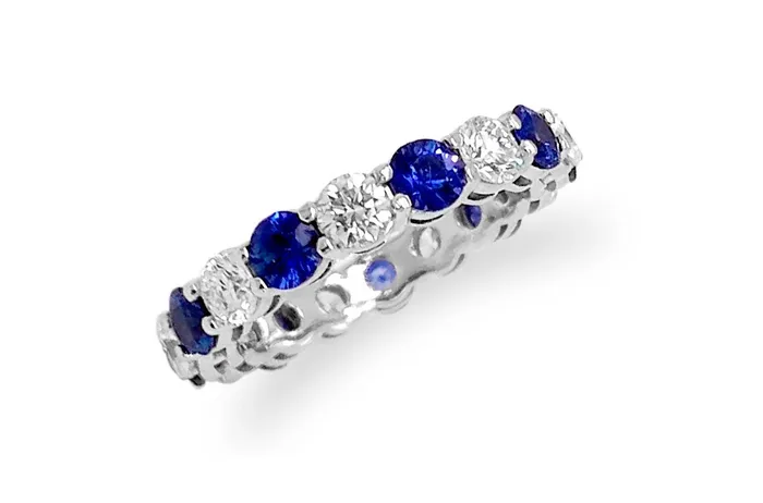 Eternity Ring 18kt Gold Blue Sapphires Diamonds Albert Hern Rings