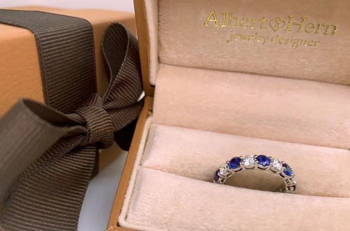 Eternity Ring 18kt Gold Blue Sapphires Diamonds Albert Hern Rings Eternity Ring 18kt Gold Blue Sapphires Diamonds Albert Hern Rings