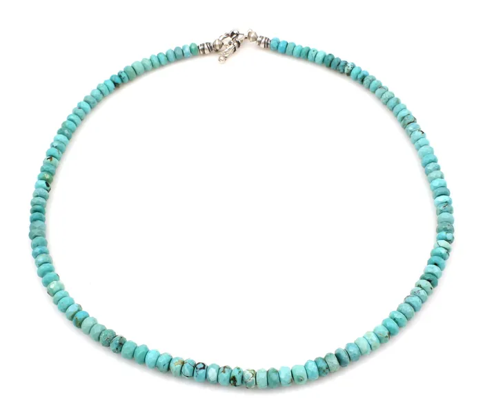 Faceted Queen Turquoise Roundell Beaded Necklace Pam Springall Necklaces