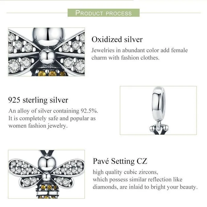 Honey Bee Charms Sterling SilverPandora Style AliExpress Rings